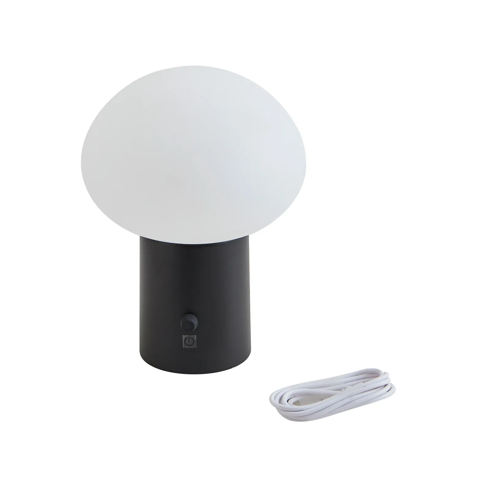 Lámpara de mesa Lindby LED recargable Zelie, negra, aluminio, IP44