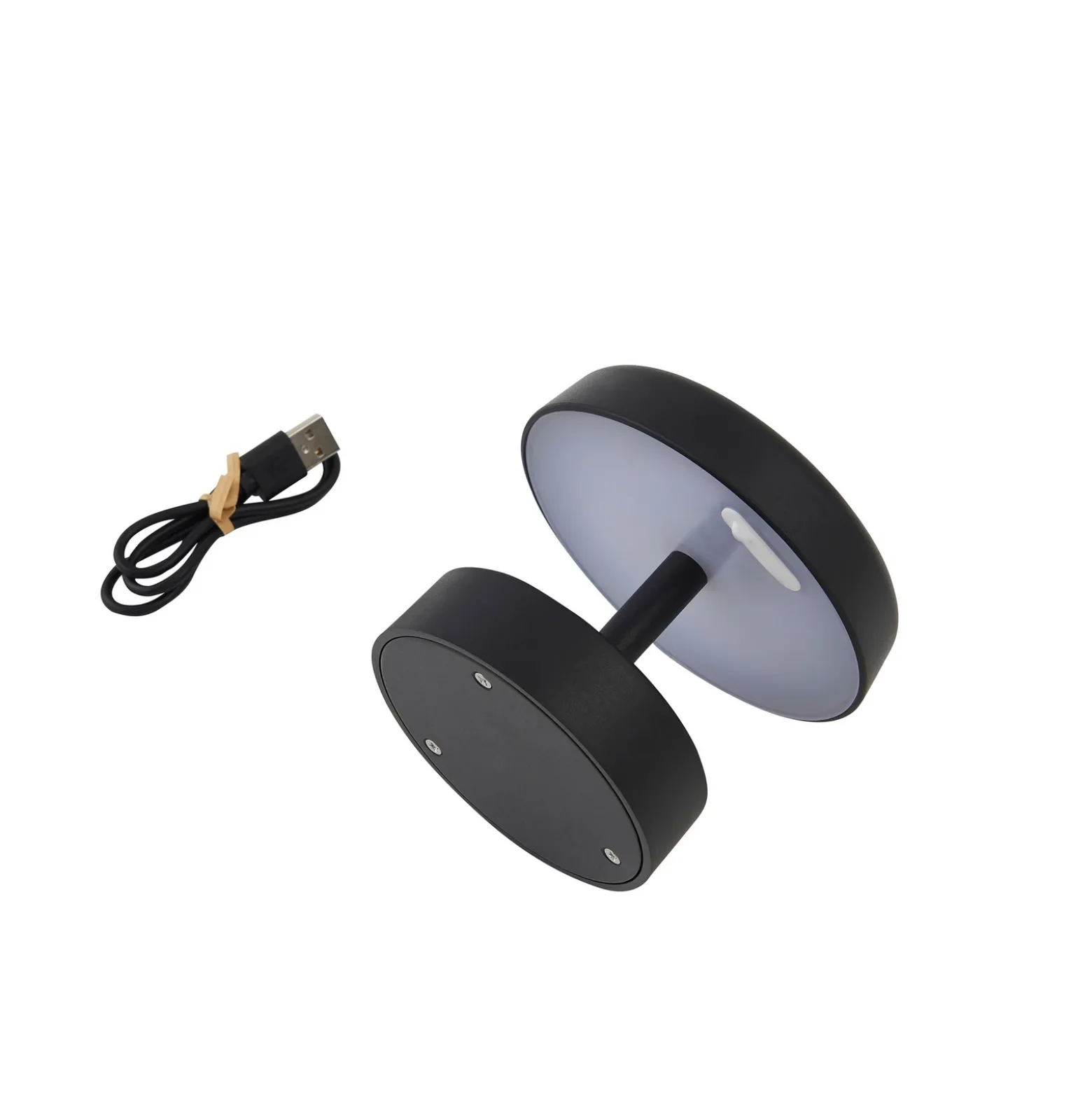 Lámpara de mesa Lindby LED recargable Nalani, 10 cm de altura, IP44, atenuable