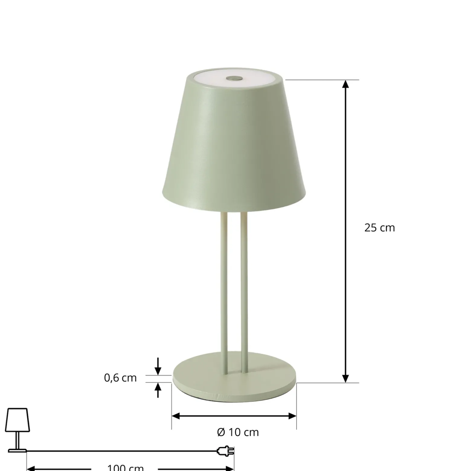 Lámpara de mesa Lindby LED recargable Janea TWIN, verde, metal