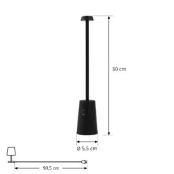 Lámpara de mesa Lindby LED recargable Noelani, altura 30 cm, IP44,