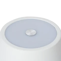 Lámpara de mesa Lindby LED recargable Janea CROSS, blanca, metal