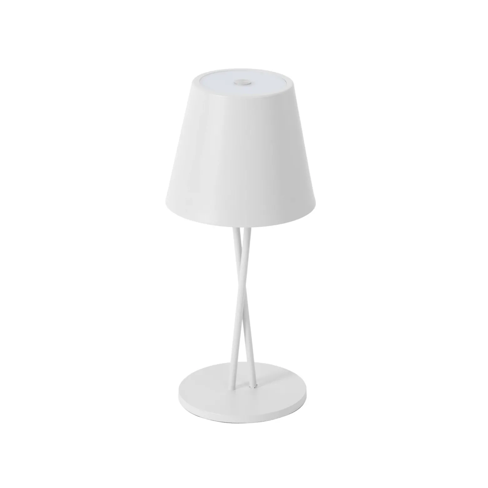 Lámpara de mesa Lindby LED recargable Janea CROSS, blanca, metal