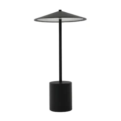Lámpara de mesa Lindby LED recargable Ayva, negra, aluminio, IP44