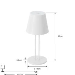 Lámpara de mesa Lindby LED recargable Janea TWIN, blanca, metal