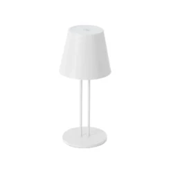 Lámpara de mesa Lindby LED recargable Janea TWIN, blanca, metal