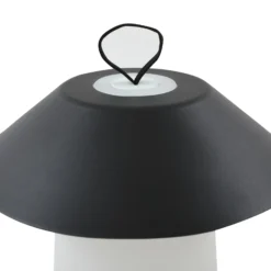 Lámpara de mesa Lindby LED recargable Kalina, negra/blanca, IP44