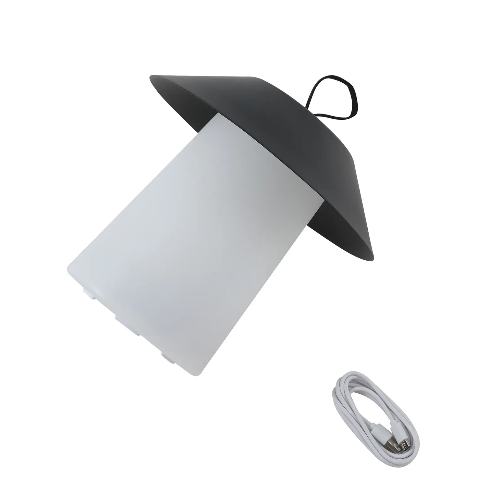Lámpara de mesa Lindby LED recargable Kalina, negra/blanca, IP44