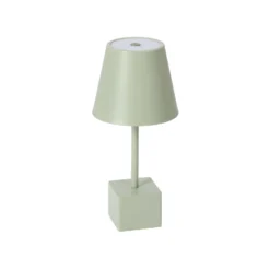 Lámpara de mesa Lindby LED recargable Janea CUBE, verde, metal