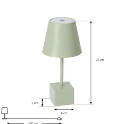 Lámpara de mesa Lindby LED recargable Janea CUBE, verde, metal