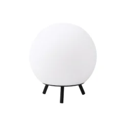 Lámpara de mesa Lindby LED recargable Aurilia, blanco/negro, hierro, IP44