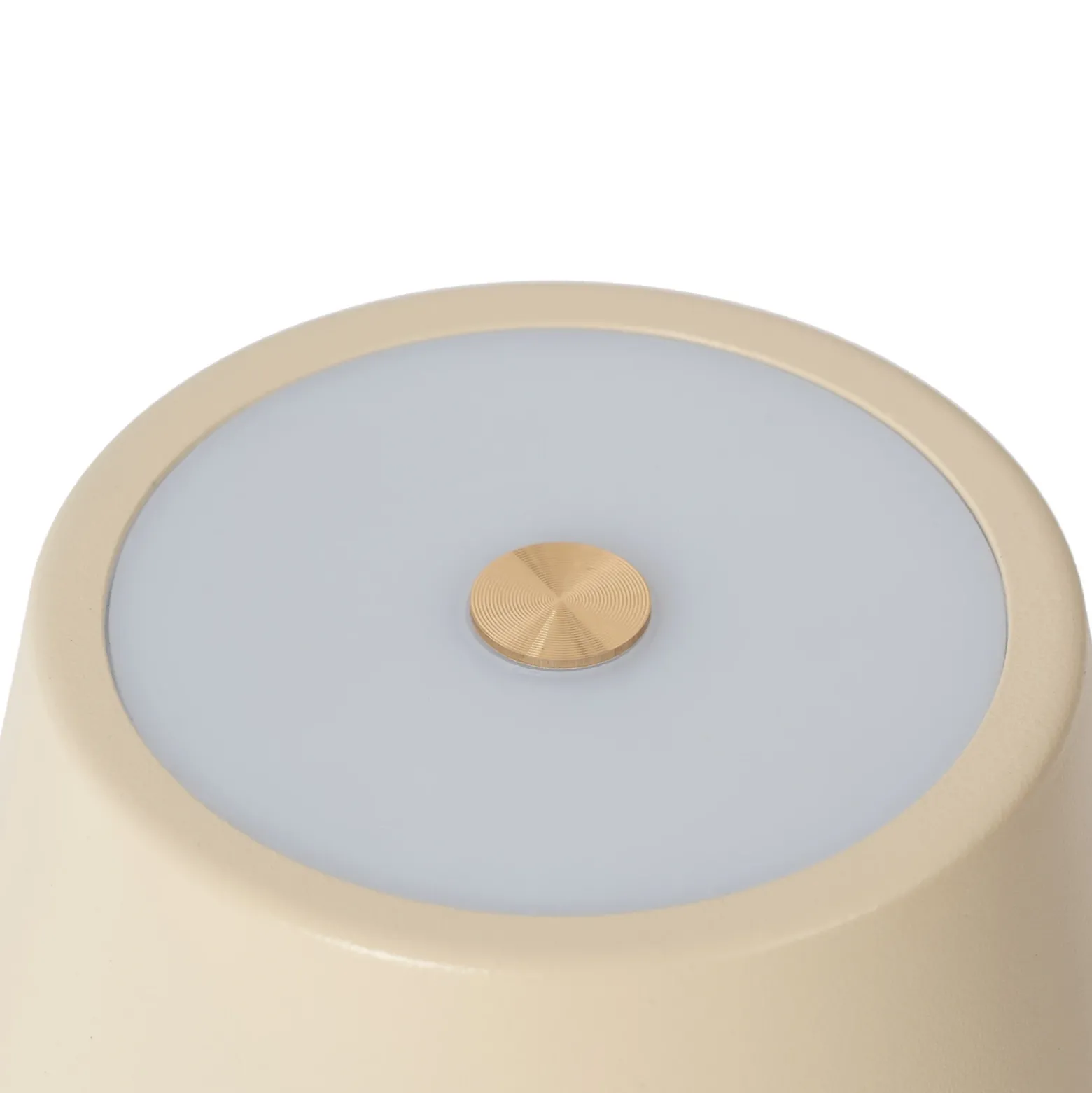 Lámpara de mesa Lindby LED recargable Janea CUBE, beige, metal