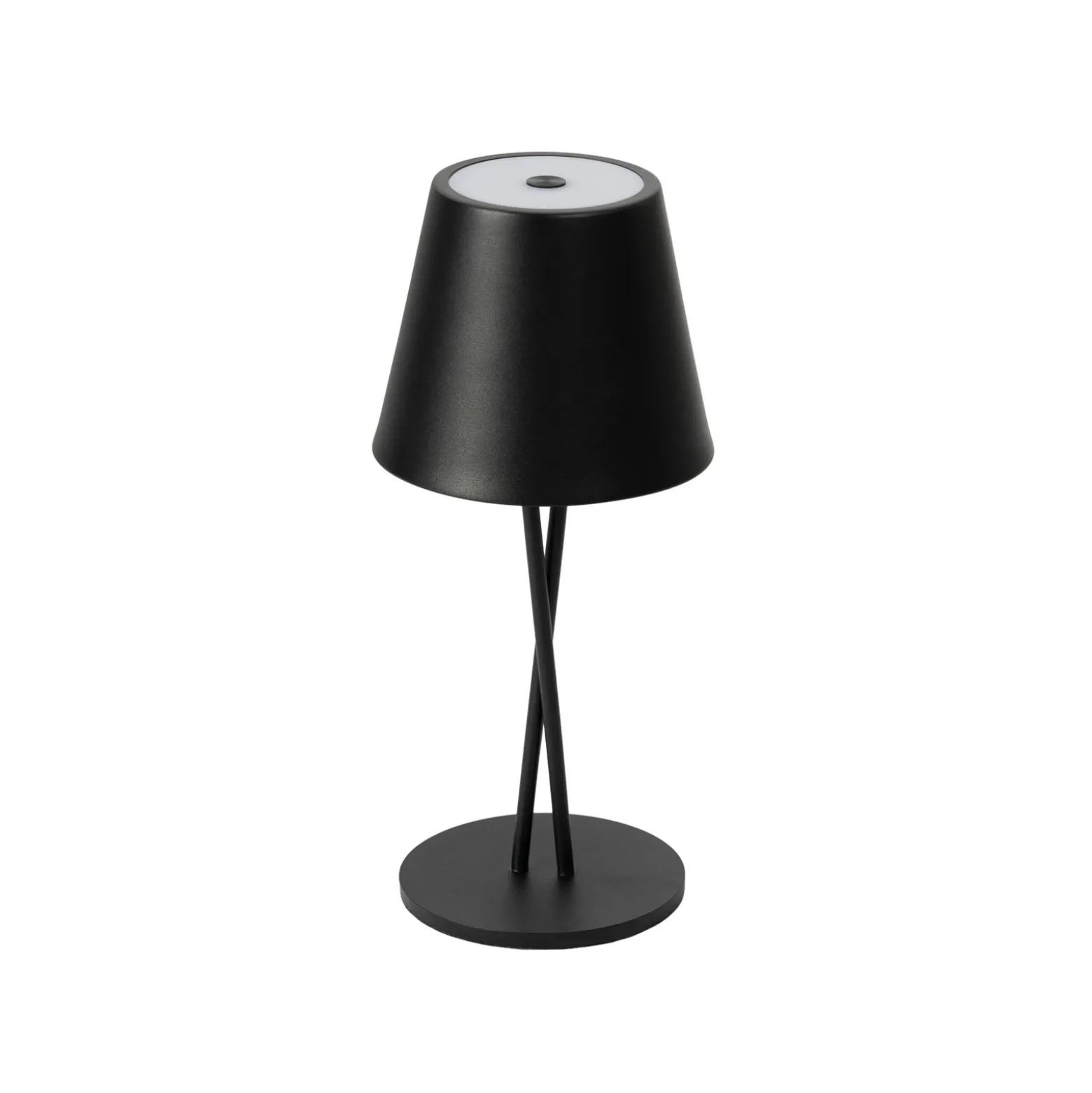 Lámpara de mesa Lindby LED recargable Janea CROSS, negra, metal