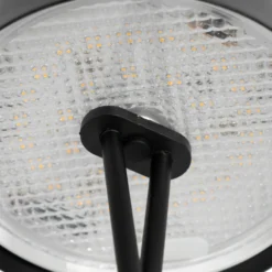 Lámpara de mesa Lindby LED recargable Janea CROSS, negra, metal