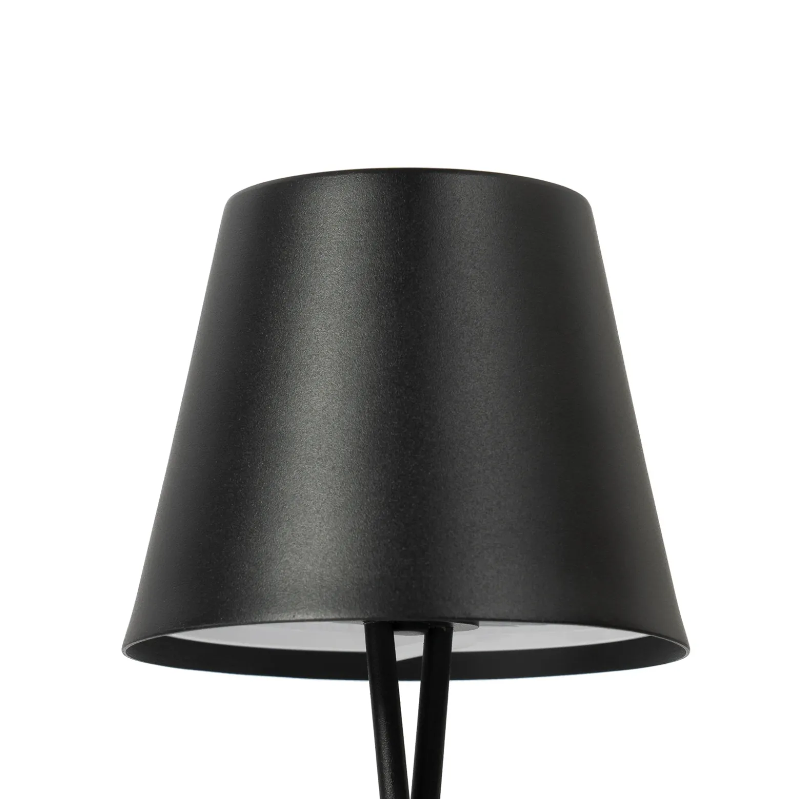 Lámpara de mesa Lindby LED recargable Janea CROSS, negra, metal