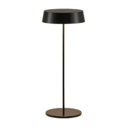 Lámpara de mesa Lucande LED recargable Tibia, negra, aluminio, USB, IP54