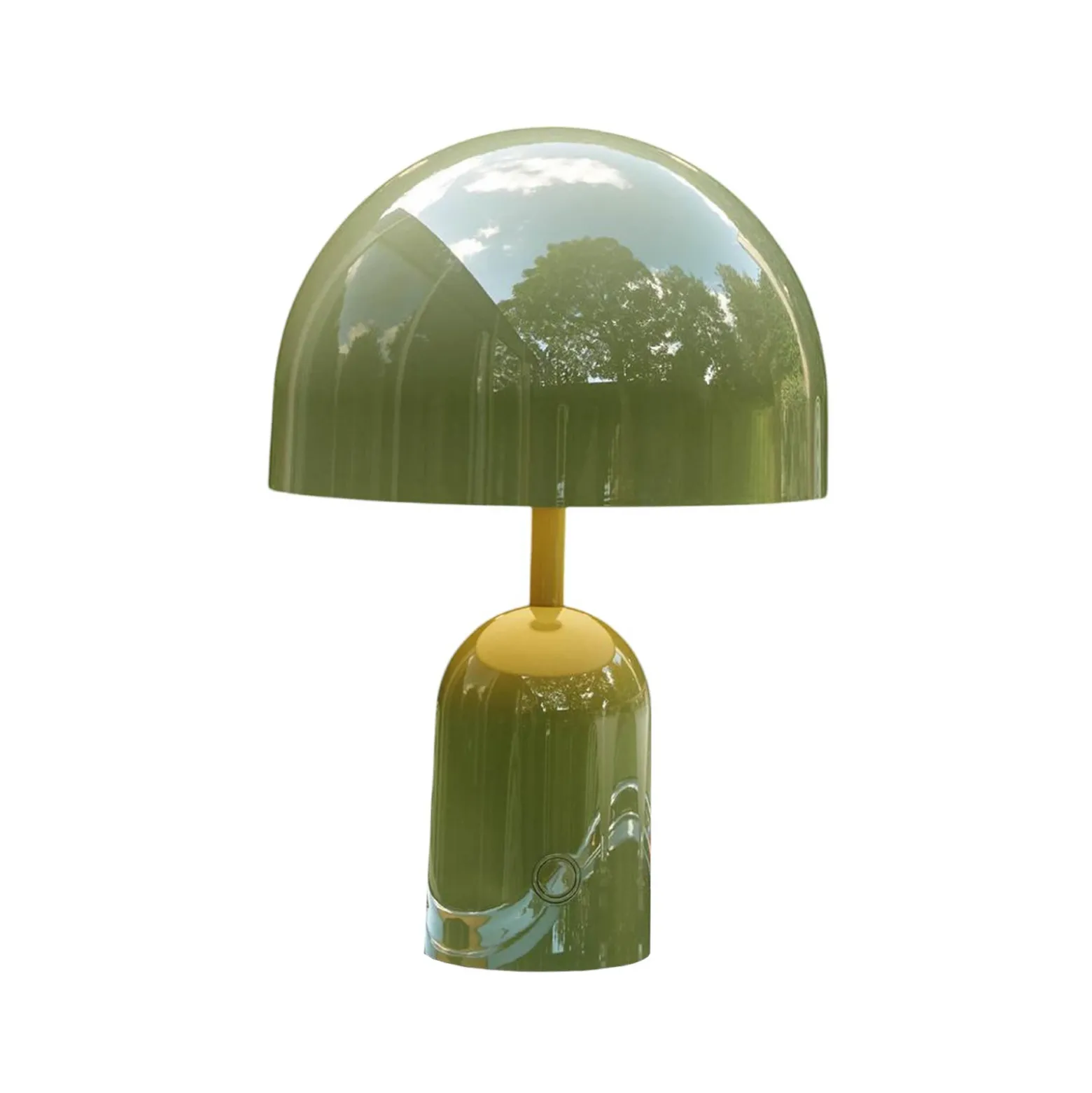 Lámpara de mesa recargable BELL PORTABLE de Tom Dixon, verde musgo, 28 cm, IP44