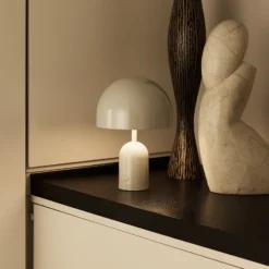 Lámpara de mesa recargable BELL PORTABLE de Tom Dixon, gris claro, 28 cm, IP44