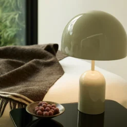 Lámpara de mesa recargable BELL PORTABLE de Tom Dixon, gris claro, 28 cm, IP44