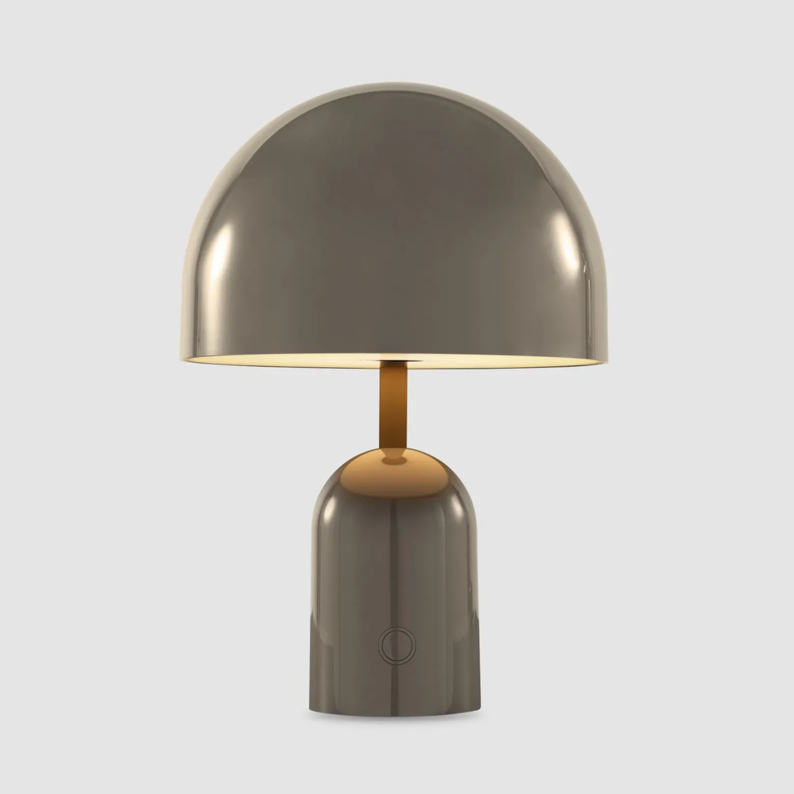 Lámpara de mesa recargable BELL PORTABLE de Tom Dixon, color topo, 28 cm, IP44