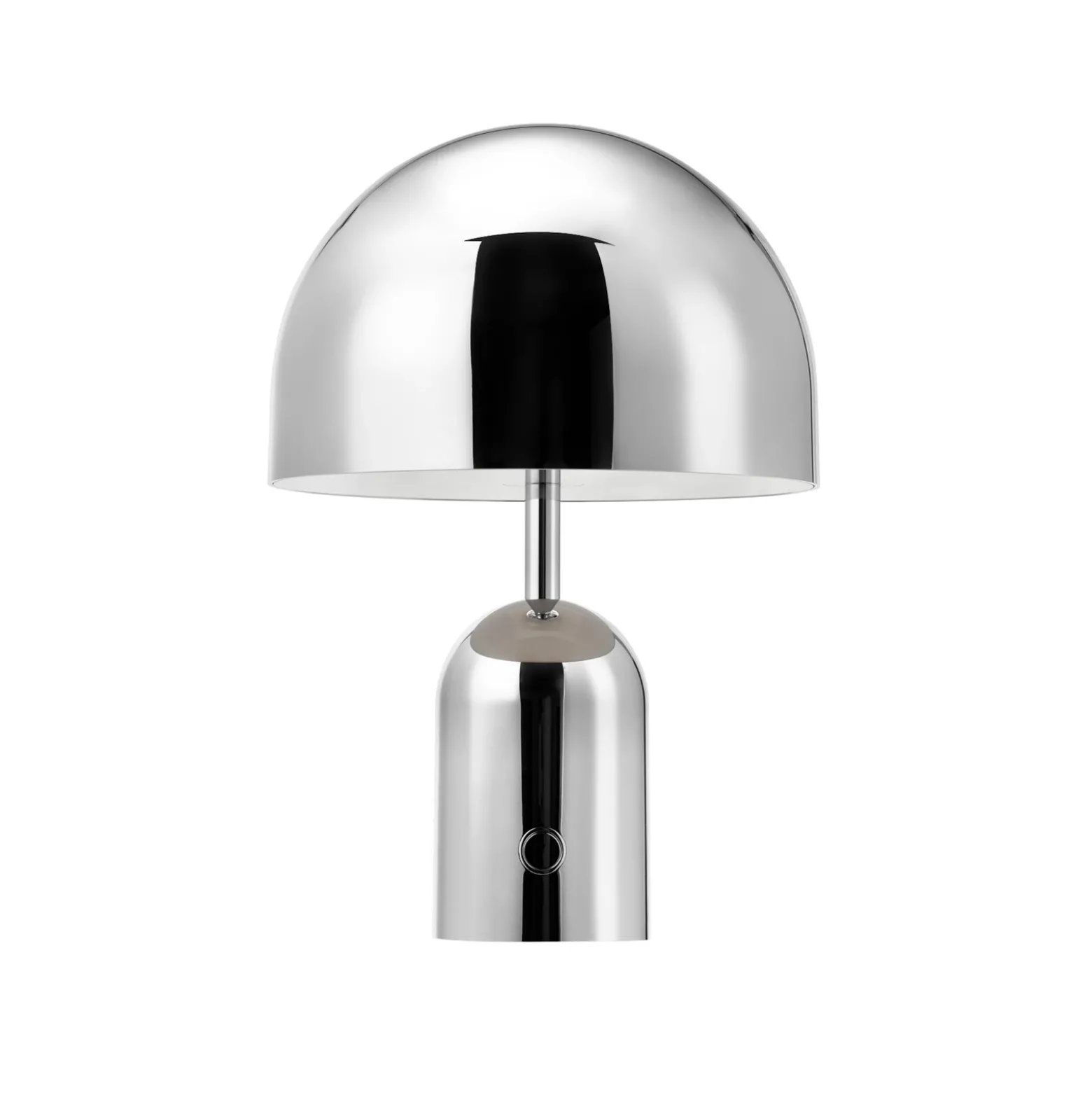 Lámpara de mesa recargable BELL PORTABLE de Tom Dixon, plateada, 28 cm, IP44