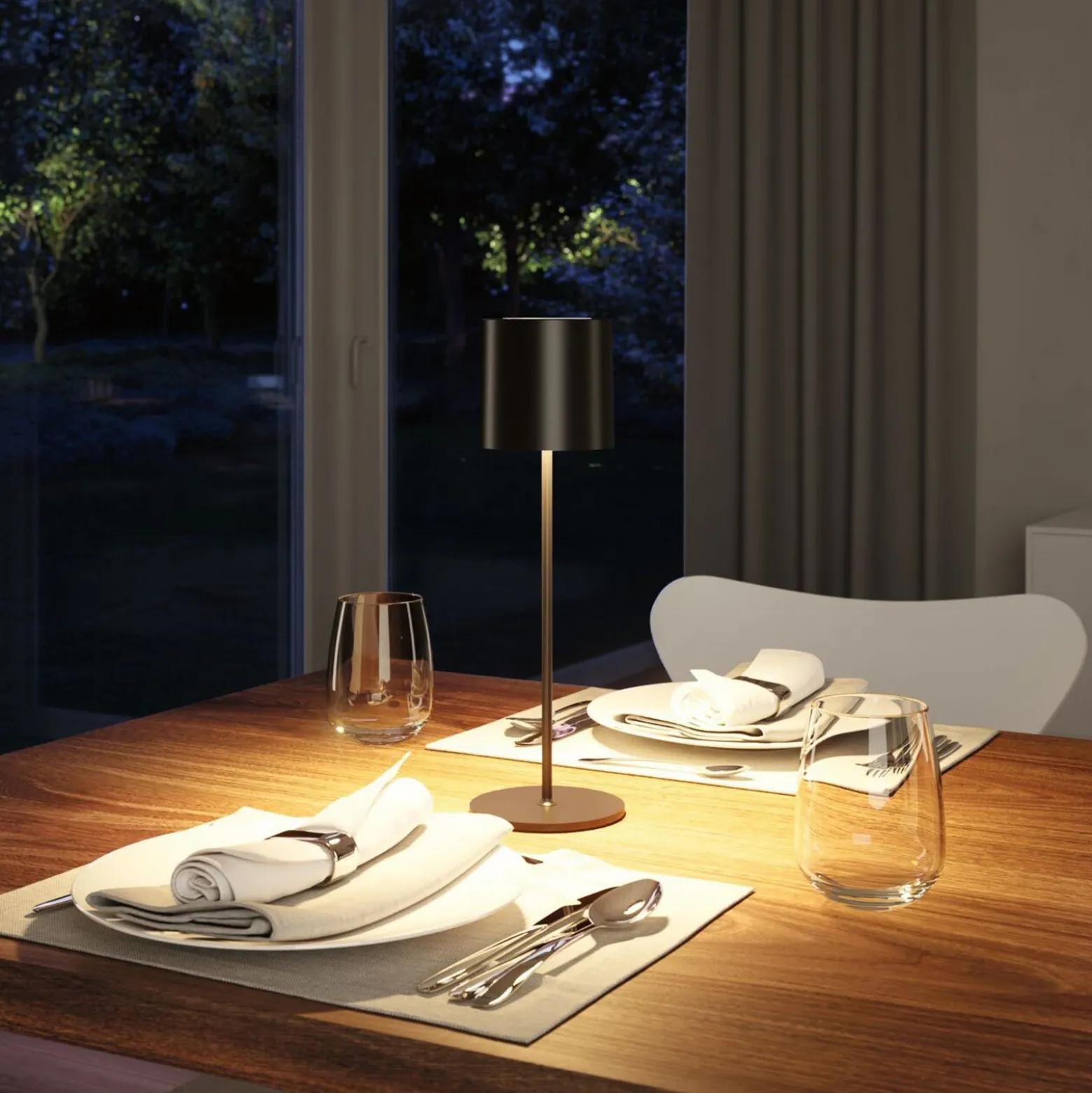 Lámpara de mesa recargable LED Paulmann Tuni, negra, plástico, IP44