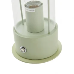 Lámpara de mesa recargable Lindby Yvette, verde, IP44, regulador táctil