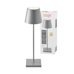 Lámpara de mesa recargable Nuindie LED, USB-C, grafito, IP54, atenuable