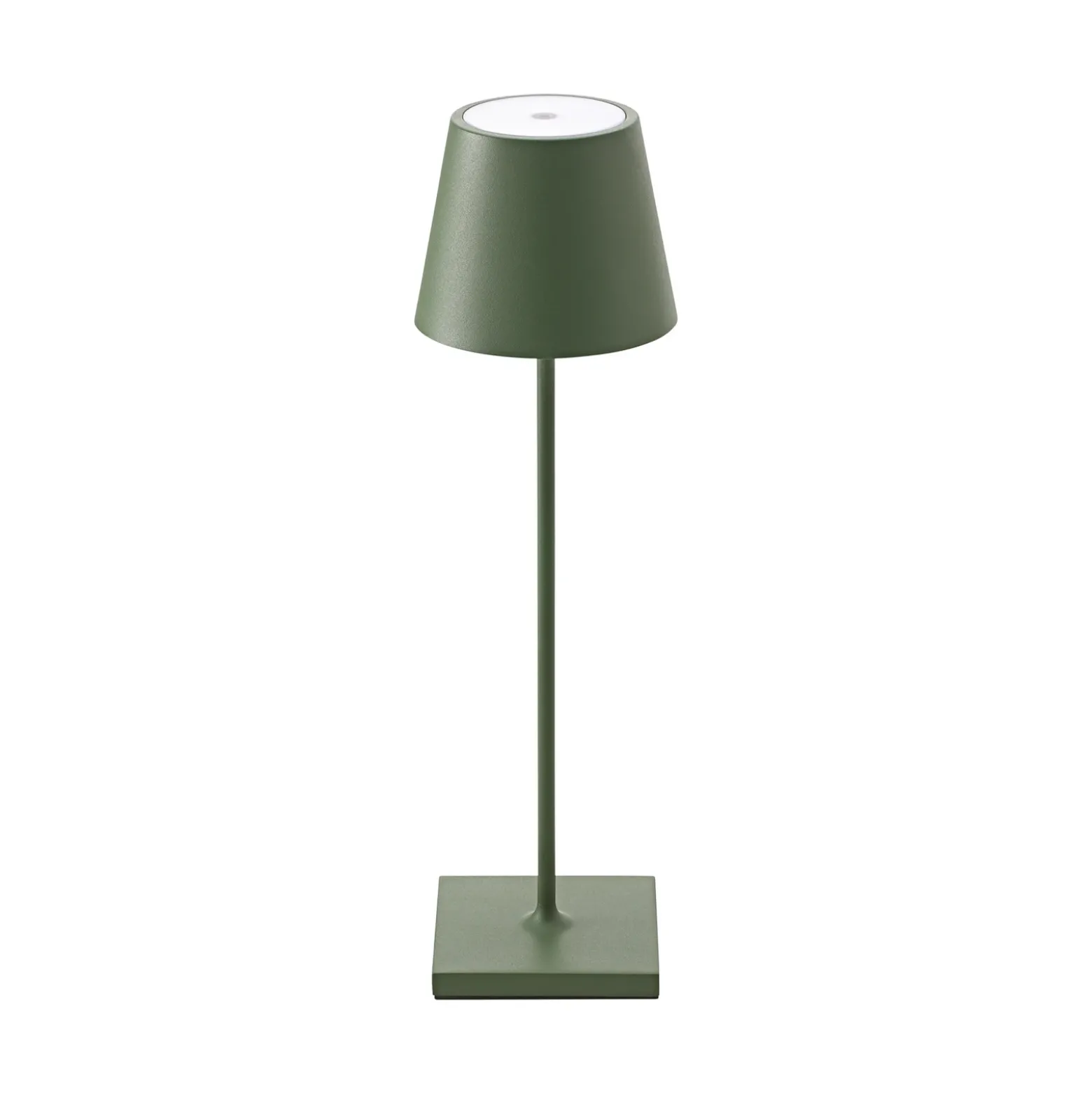 Lámpara de mesa recargable Nuindie LED, USB-C, verde abeto, IP54, atenuable