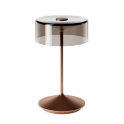Lámpara de mesa recargable Numotion LED, bronce, cristal, IP54, atenuable