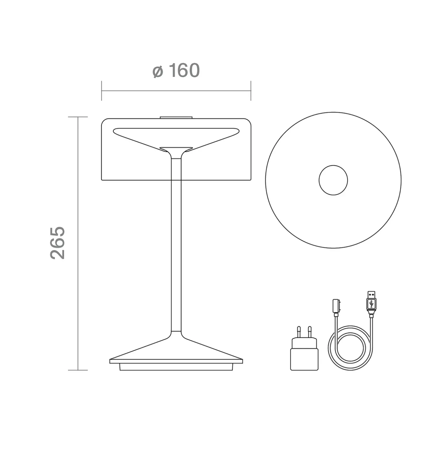 Lámpara de mesa recargable Numotion LED, oro rosa, cristal, IP54, atenuable