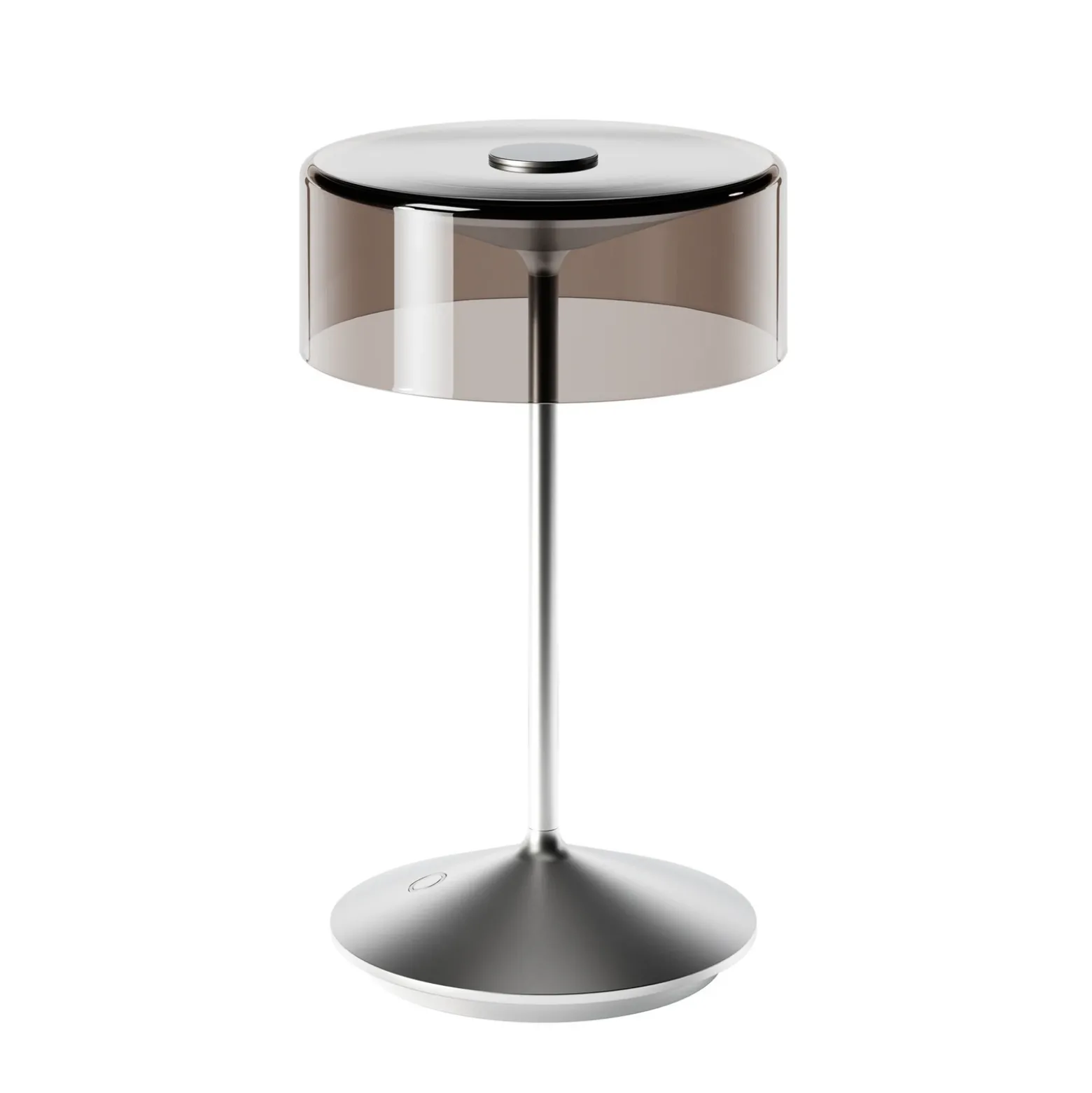 Lámpara de mesa recargable Numotion LED, plata, cristal, IP54, atenuable