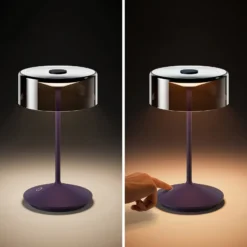 Lámpara de mesa recargable Numotion LED, azul, cristal, IP54, atenuable