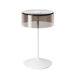 Lámpara de mesa recargable Numotion LED, blanca, cristal, IP54, atenuable