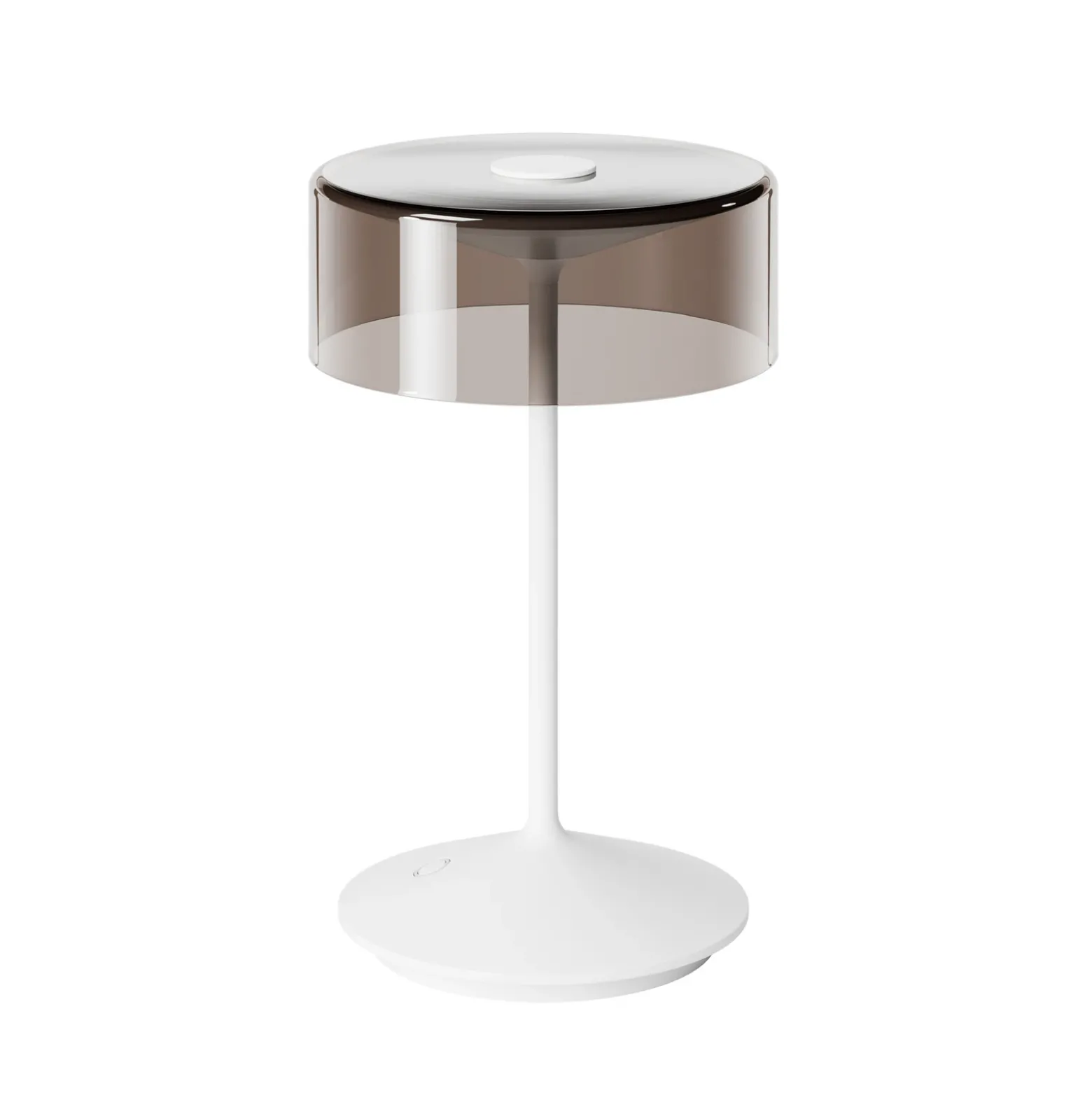 Lámpara de mesa recargable Numotion LED, blanca, cristal, IP54, atenuable