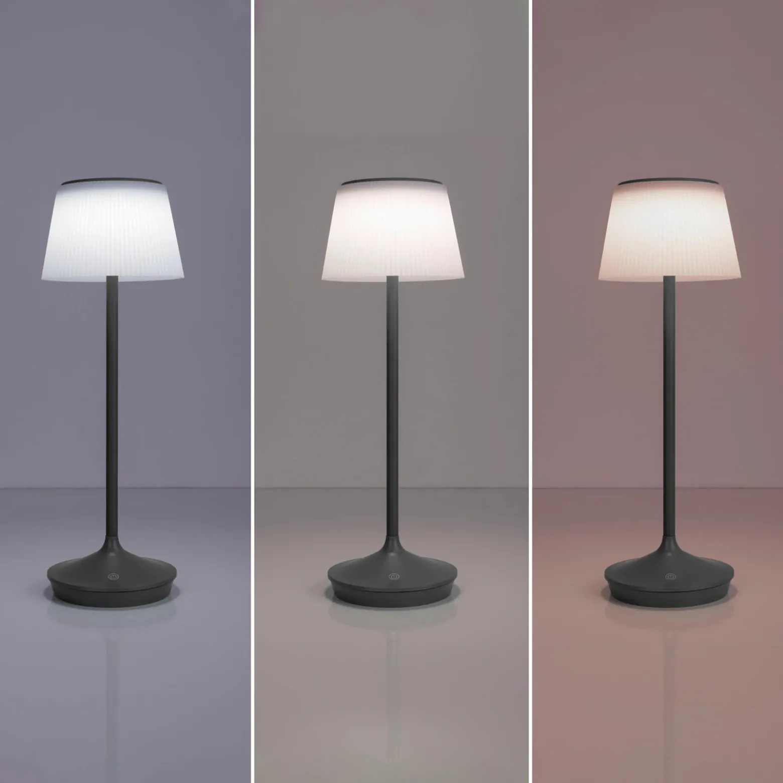 Lámpara de mesa solar LED Emmi CCT recargable gris