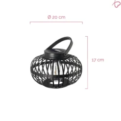 Lámpara de mesa solar LED Pauleen SUNSHINE BLISS, negra, 17 cm, IP44