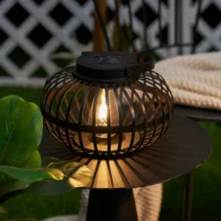 Lámpara de mesa solar LED Pauleen SUNSHINE BLISS, negra, 17 cm, IP44