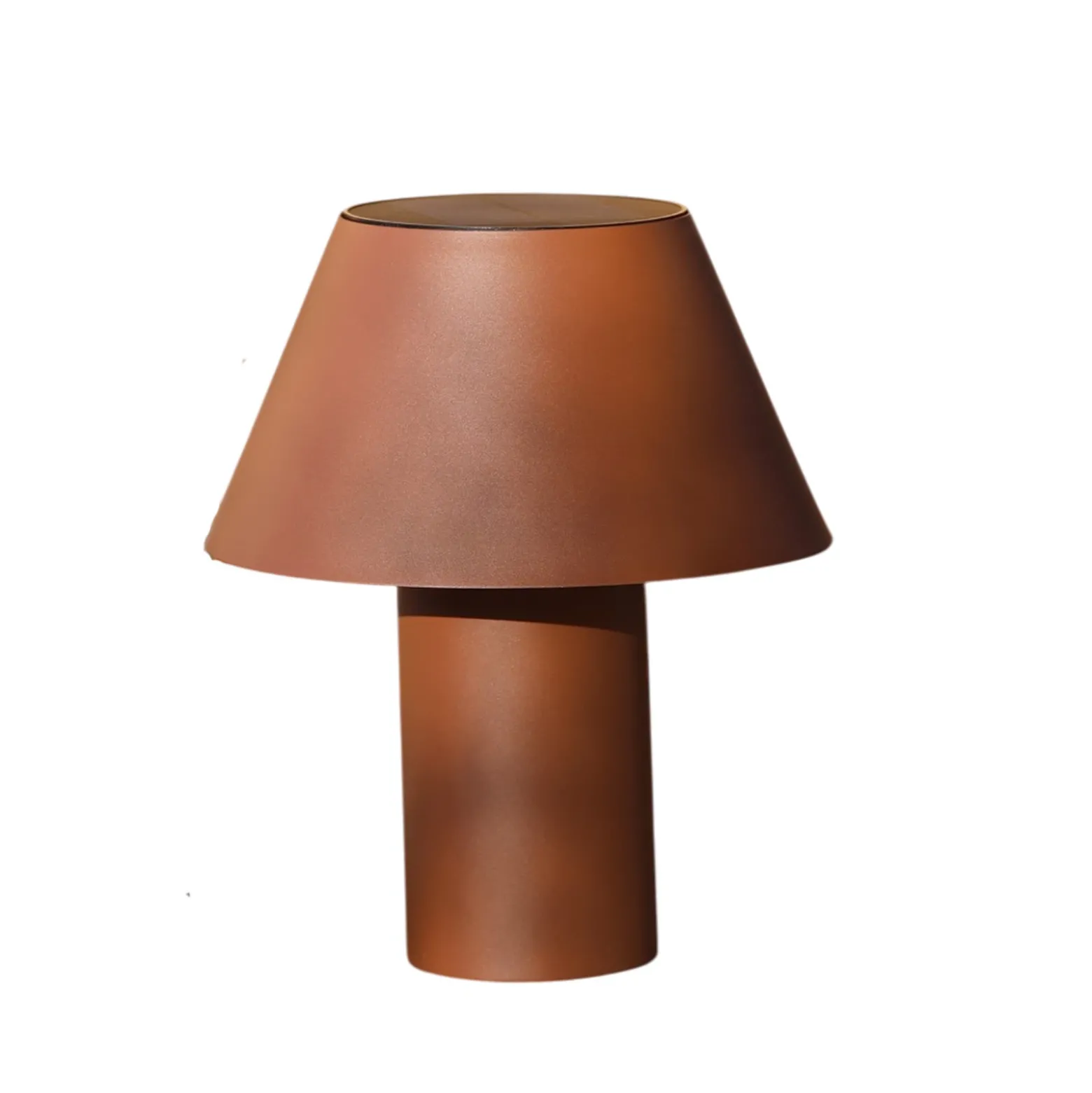 Lámpara de mesa solar LED Vivo, marrón, IP44, altura 30 cm, atenuable.