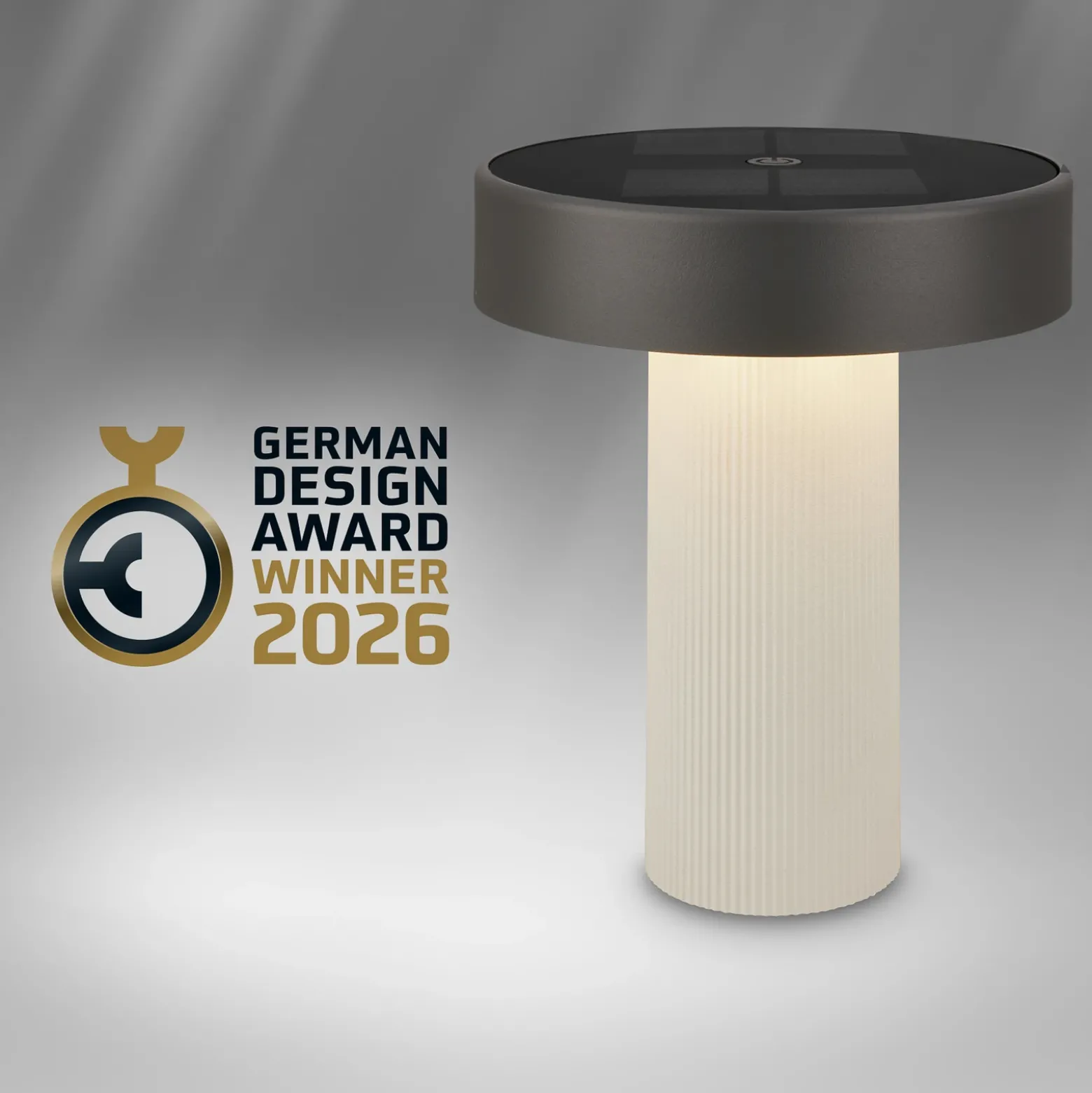 Lámpara de mesa solar recargable LED Poga, blanco antiguo/antracita, IP44