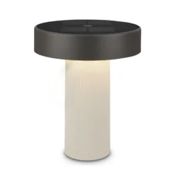 Lámpara de mesa solar recargable LED Poga, blanco antiguo/antracita, IP44