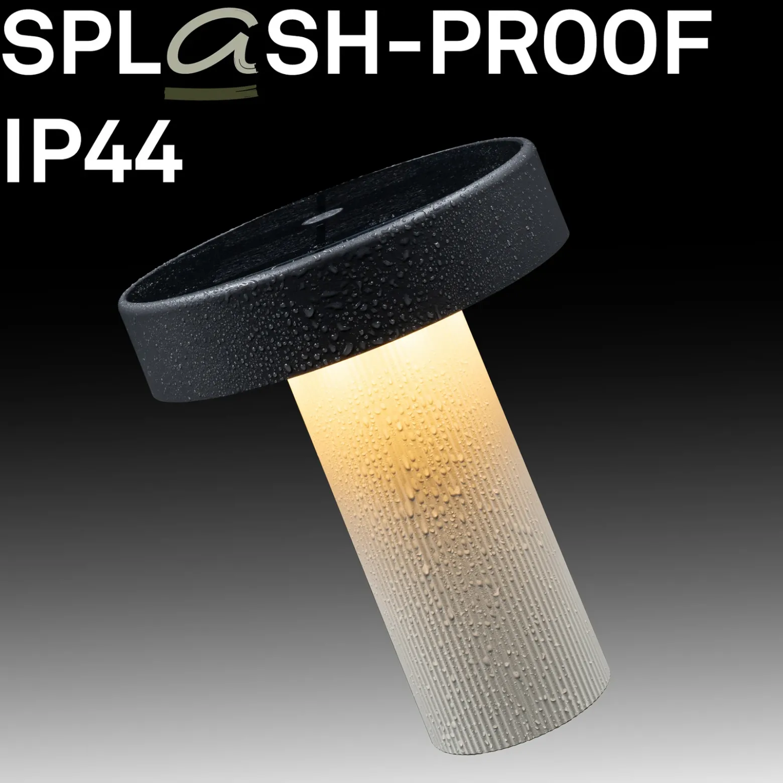 Lámpara de mesa solar recargable LED Poga, blanco antiguo/antracita, IP44