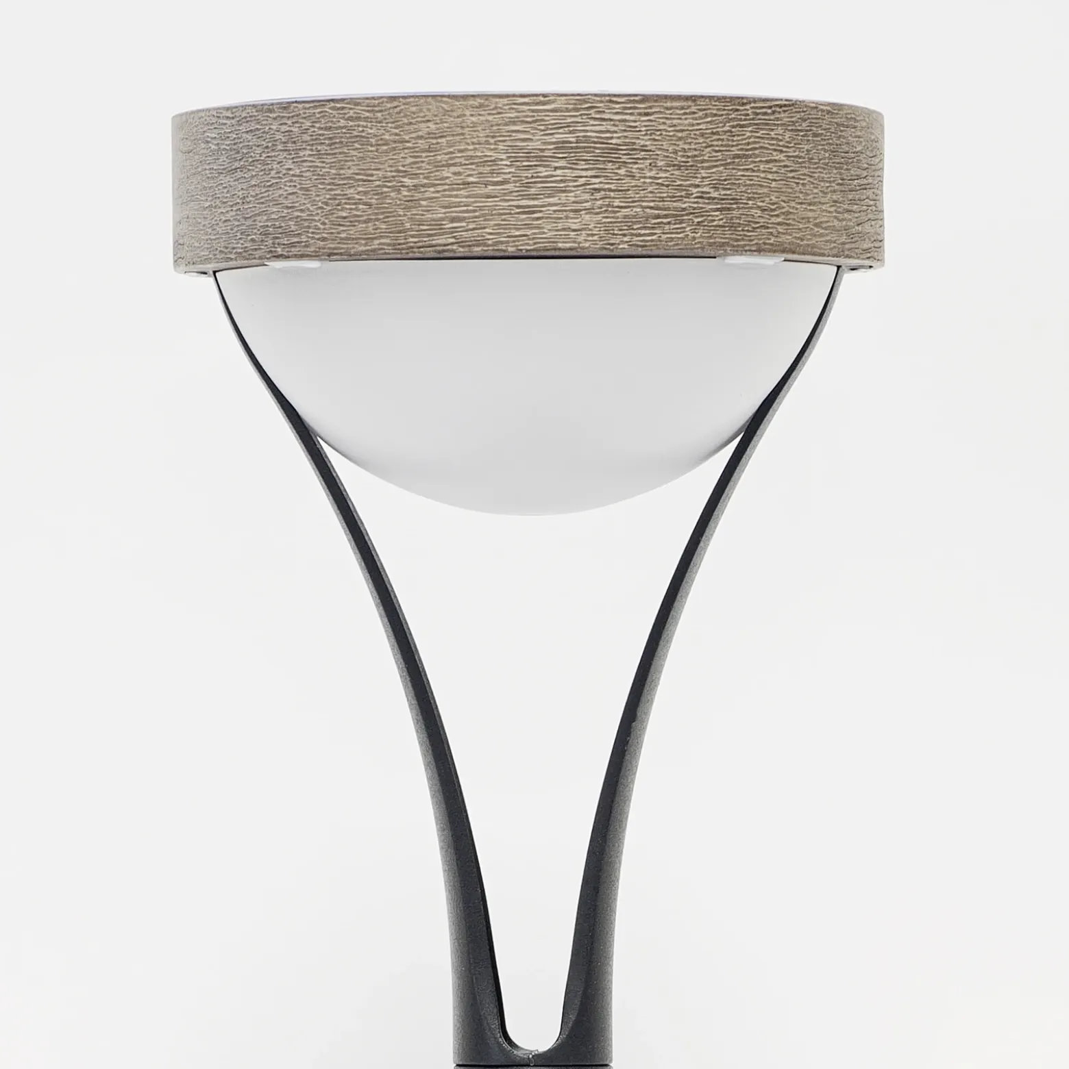 Lámpara de mesa solar Tyble LED, negra / teca, 2.700 K, 200 lm