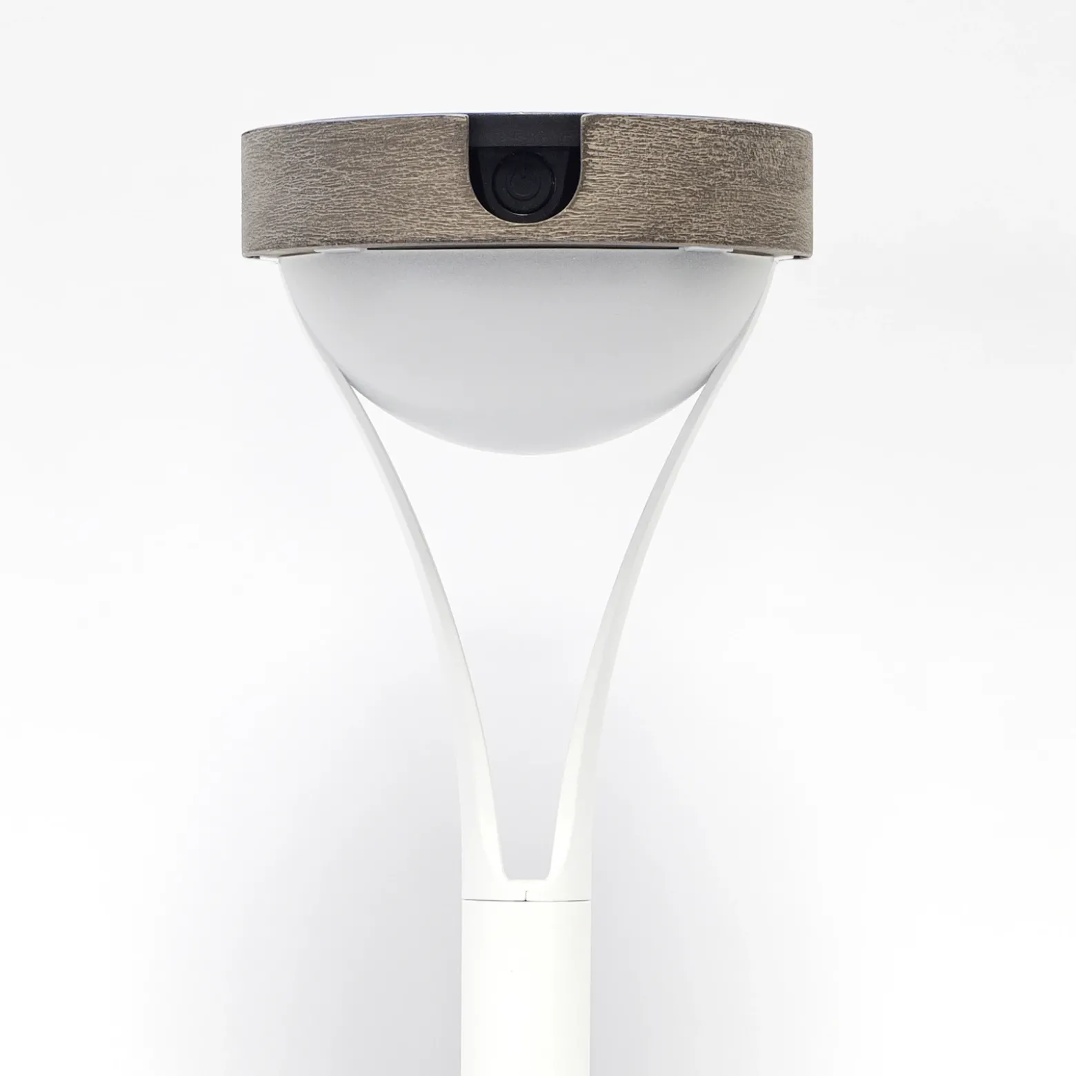 Lámpara de mesa solar Tyble LED, blanco / teca, 2.700 K, 200 lm