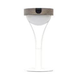 Lámpara de mesa solar Tyble LED, blanco / teca, 2.700 K, 200 lm