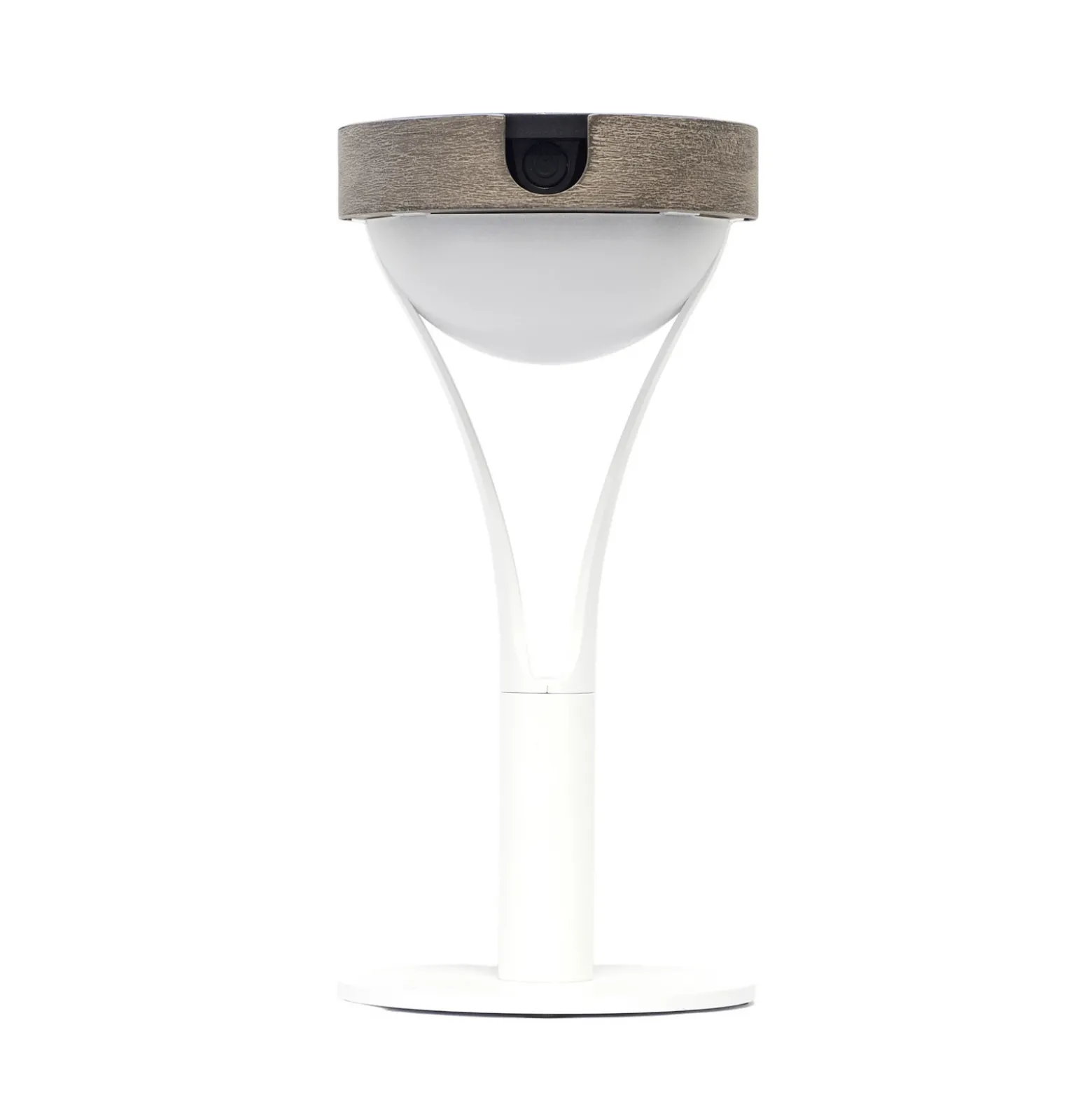 Lámpara de mesa solar Tyble LED, blanco / teca, 2.700 K, 200 lm