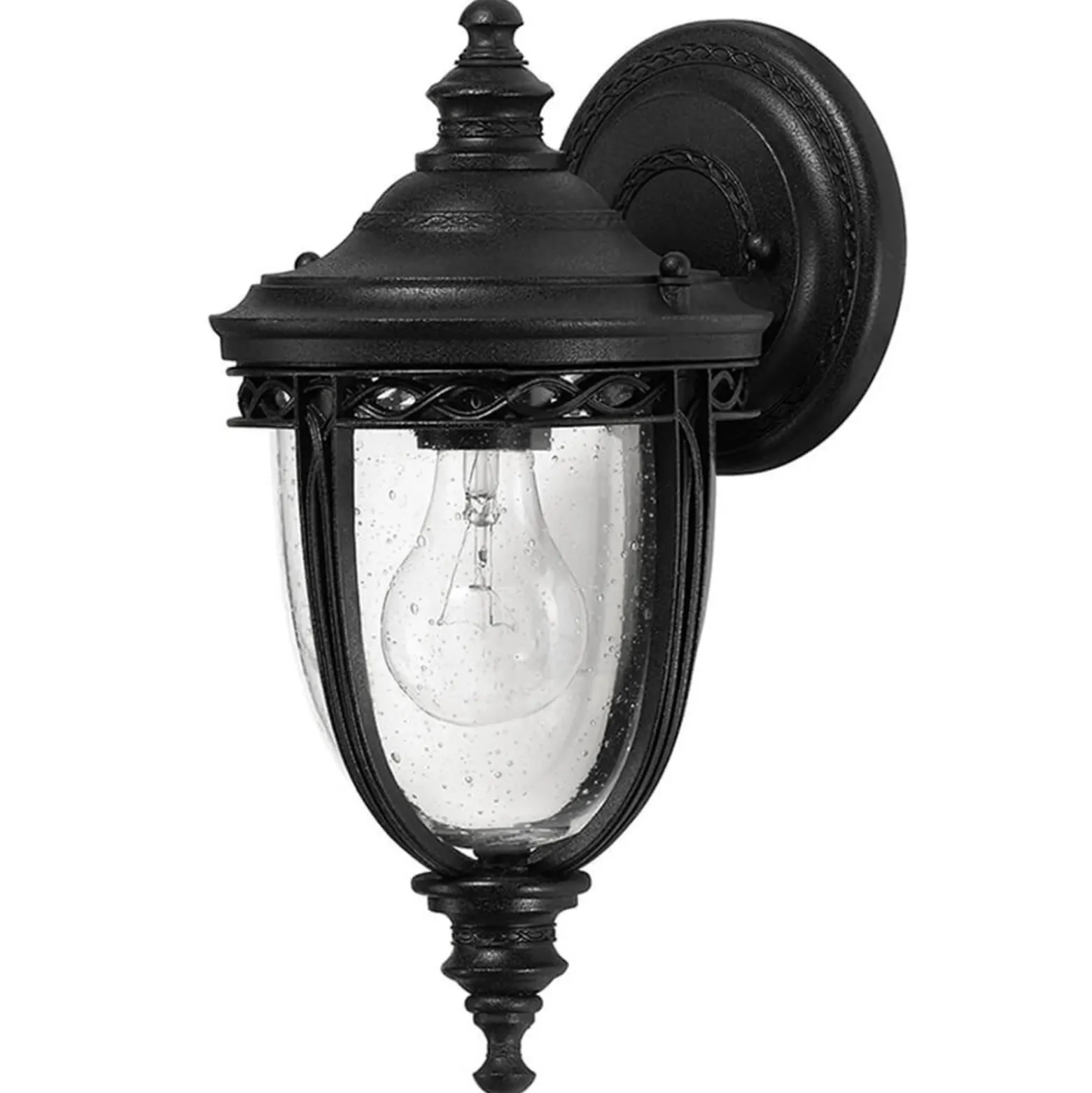 Lámpara de pared English Bridle, IP44, Ø 16,5 cm, negra