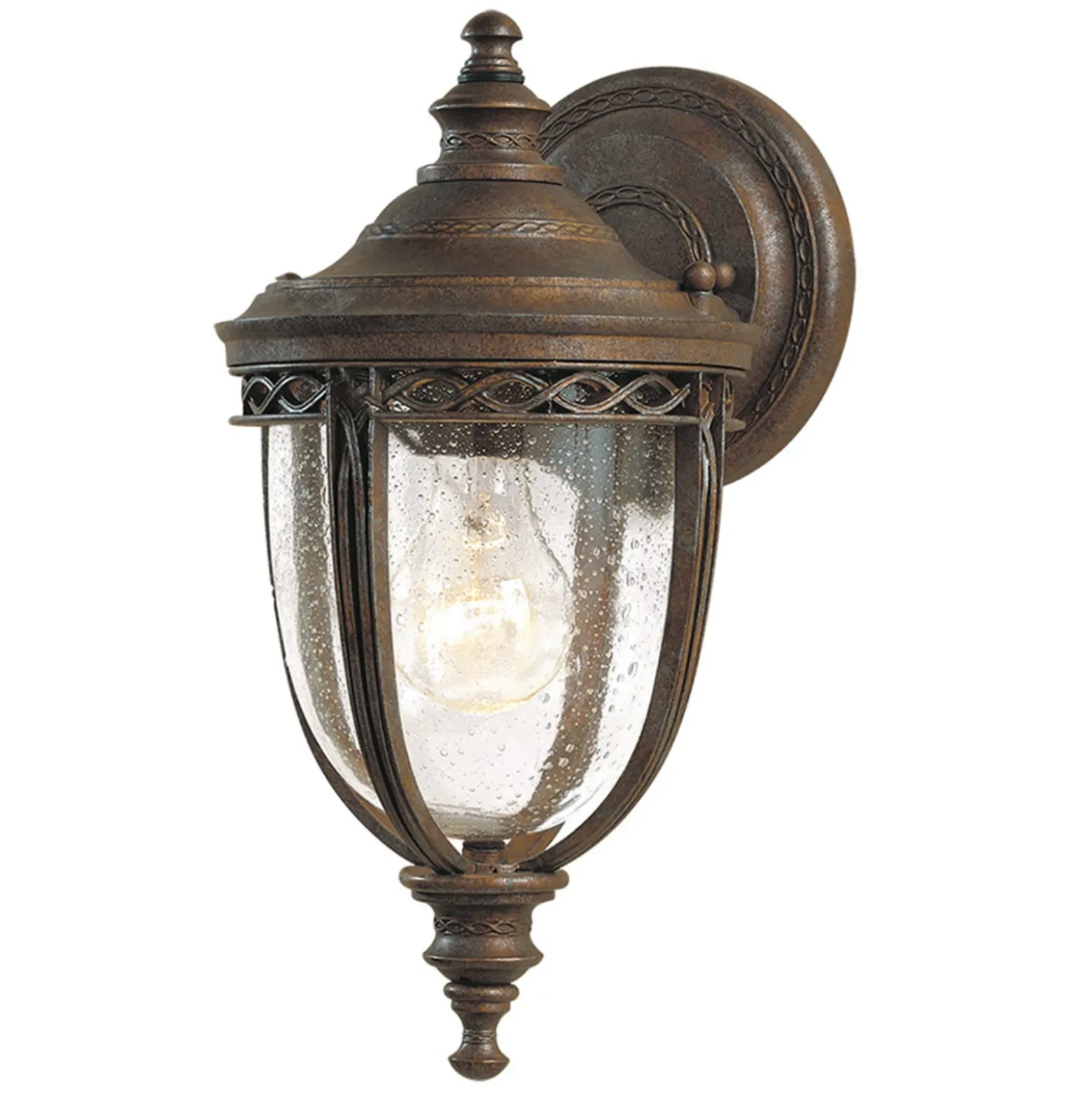 Lámpara de pared English Bridle, IP44, Ø 16,5 cm, bronce