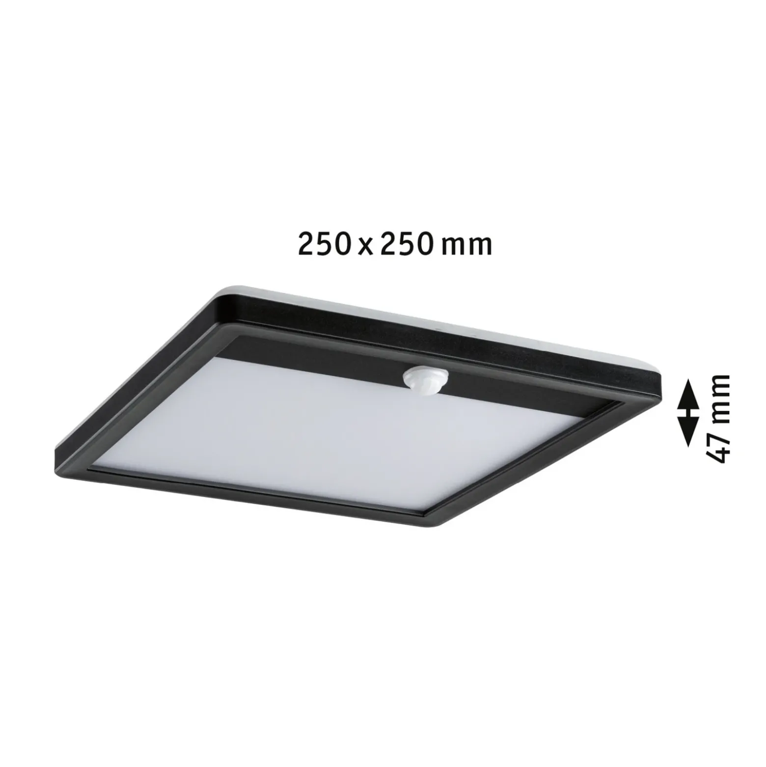 Lámpara de pared exterior con sensor Paulmann Lamina, negra, 25 x 25 cm, CCT