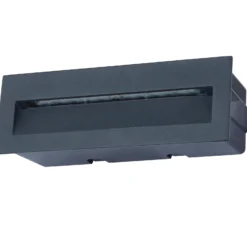 Lámpara de pared LED empotrable Lucande Loya, 23 x 8 cm, gris, IP54