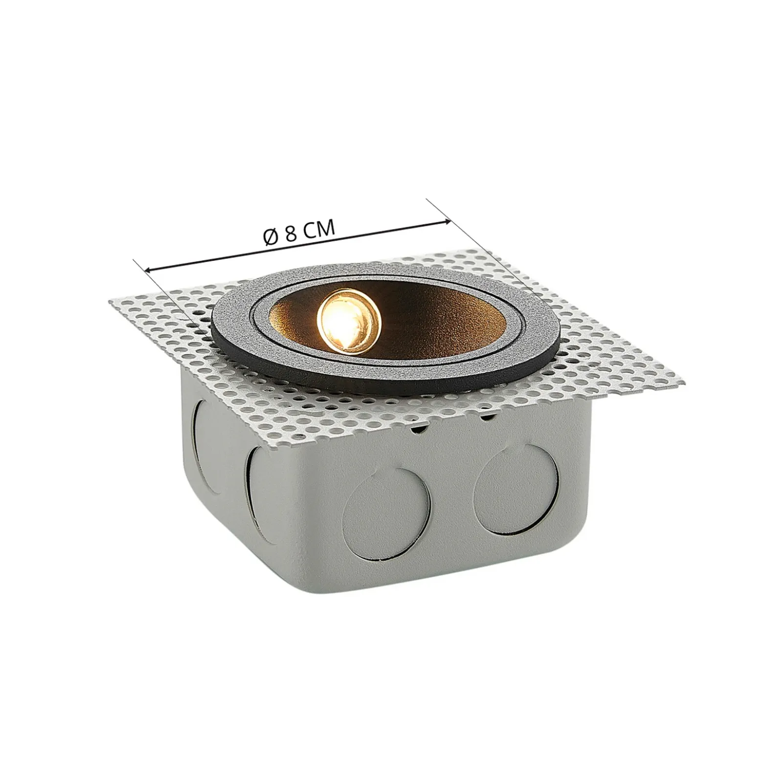 Lámpara de pared LED empotrable Pordis, IP65, redonda